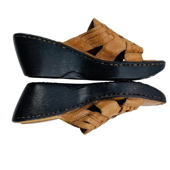 B.o.c Womens Woven Leather Slide Wedge Sandals Size 8 Black & Brown y2k - Picture 6 of 9